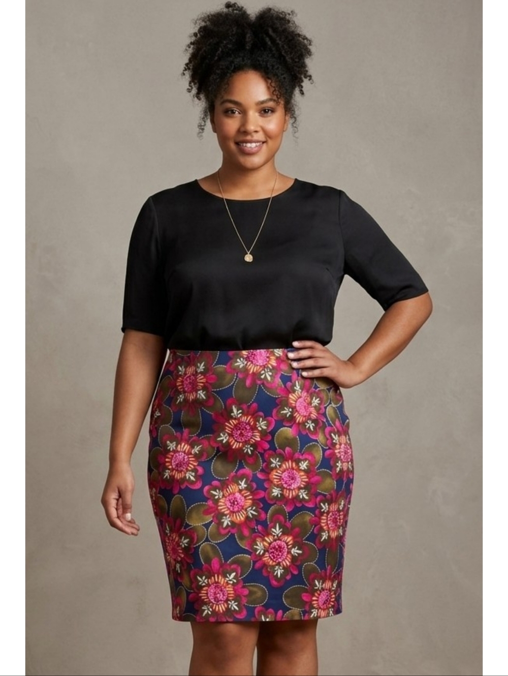Talbots Floral Pencil Skirt Navy & Pink Size 22W